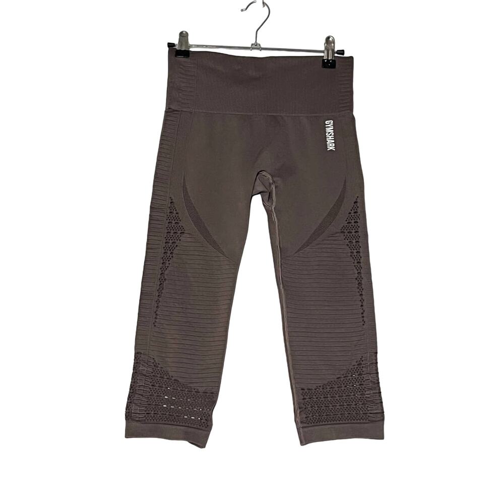 Gymshark Energy + Seamless Cropped Leggings Eyelet Rose Taupe Womens Small